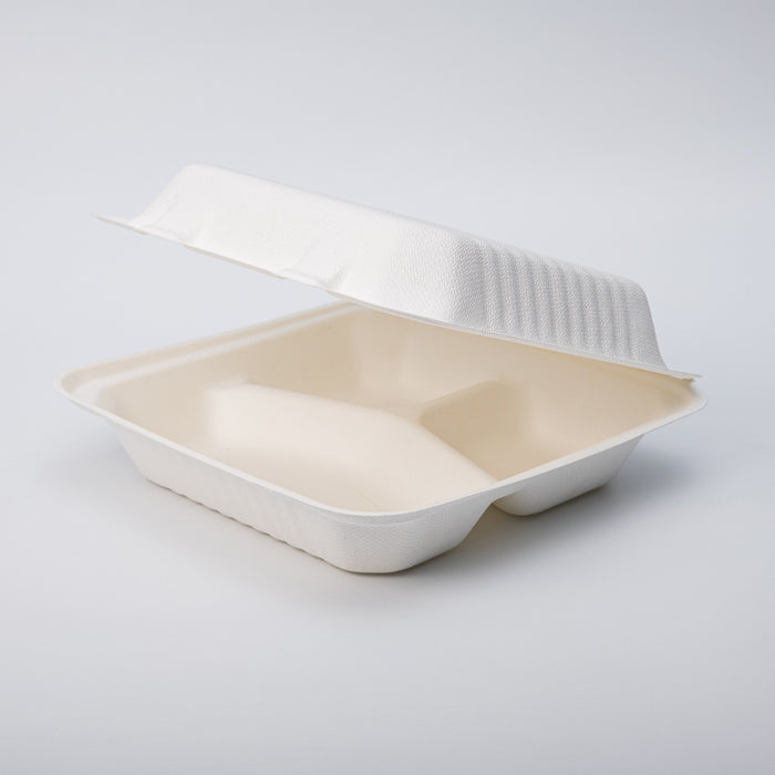 3-komorowy Lunch box z trzciny cukrowej 230x230x75mm