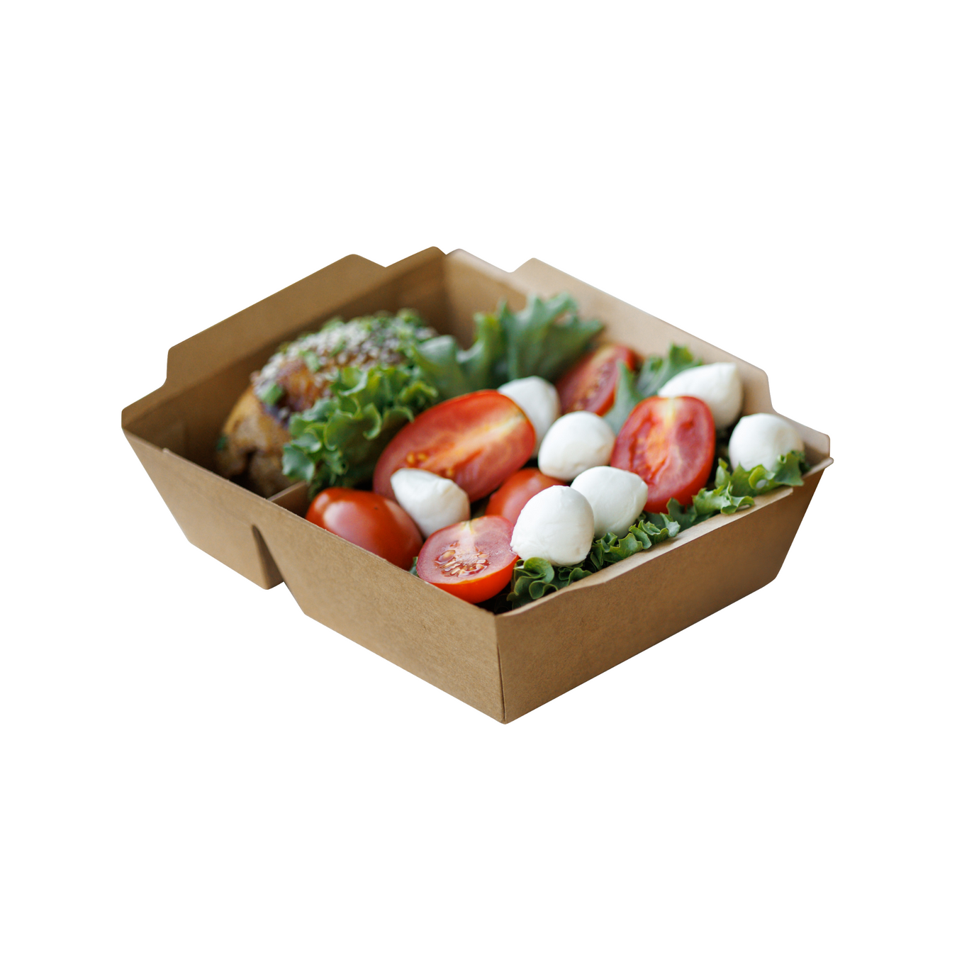 Lunchboxen, zweiteilig, Kraftpapier, mit Deckel