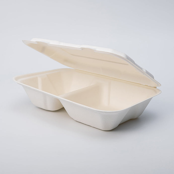 2-komorowy Lunch box z trzciny cukrowej 240x162x61mm