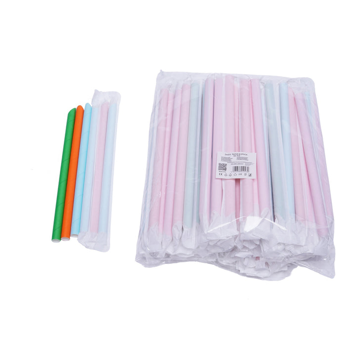 Kolorowe słomki papierowe 12mm BUBBLE TEA