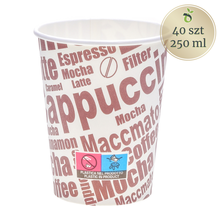 Kubek papierowy z nadrukiem do kawy lub herbaty 250 ml
