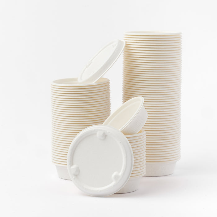 Saucieren-Set mit Zuckerrohrdeckel 15ml (100 Stück/Packung)