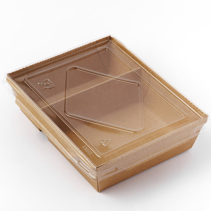 Brotdose aus Papier mit Deckel für 2 Fächer 1600 ml (50 Stück/Packung)