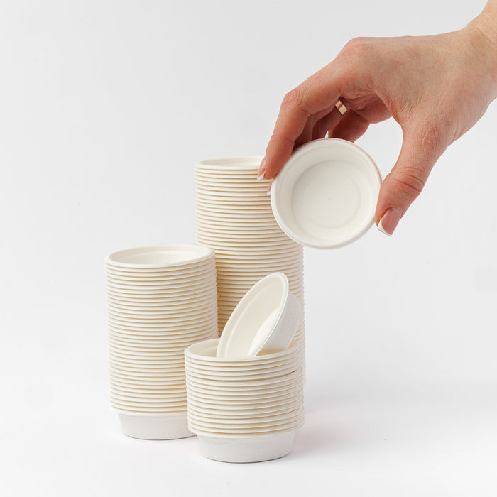 Saucieren-Set mit Zuckerrohrdeckel 15ml (100 Stück/Packung)